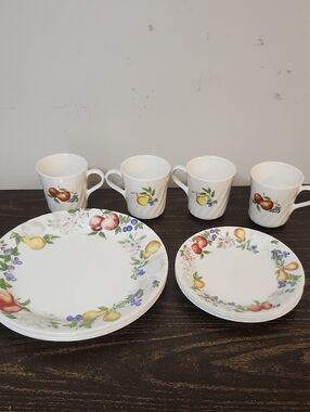 Corelle Chutney 12 Piece Set Plates Cups Retired Never Used Fruit